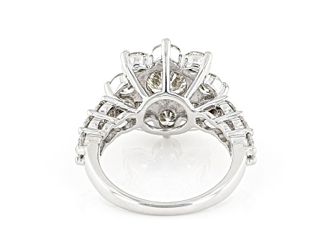 White Lab-Grown Diamond 14k White Gold Flower Ring 4.00ctw