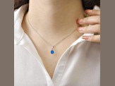 Teardrop Shape Lab Created Blue Opal with Cubic Zirconia Accents Necklace