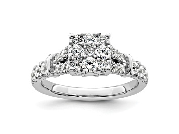 Picture of Rhodium Over 14K White Gold Lab Grown Diamond VS/SI GH, Cluster Ring 0.988ctw