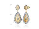 Clear Cubic Zirconia, Rhodium Plated and 14K Gold Plated over Brass Drop Earrings