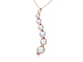 White Cubic Zirconia 14k Rose Gold Pendant With Chain 0.50ctw