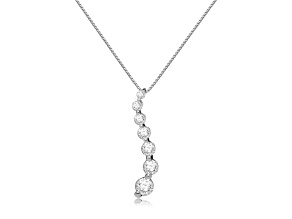 White Cubic Zirconia 14k White Gold Pendant With Chain 0.50ctw