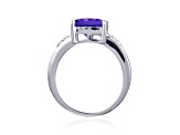 Princess Cut Lab Created Purple Sapphire with White Topaz Accents Sterling Silver Ring, 3.63ctw