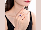 Princess Cut Lab Created Purple Sapphire with White Topaz Accents Sterling Silver Ring, 3.63ctw