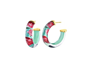 14K Yellow Gold Over Sterling Silver Illusion Hoops in Peony