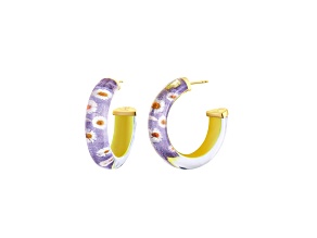 14K Yellow Gold Over Sterling Silver Illusion Hoops in Daisy