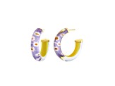 14K Yellow Gold Over Sterling Silver Illusion Hoops in Daisy