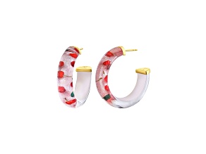 14K Yellow Gold Over Sterling Silver Illusion Hoops in Cherry on Top