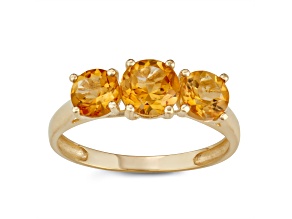 Yellow Citrine 3-Stone 10K Yellow Gold Ring 1.40ctw