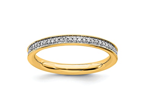 14K Yellow Gold Over Sterling Silver Stackable Expressions and Diamonds Ring 0.195ctw