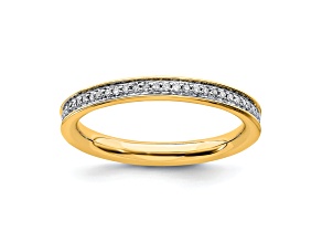 14K Yellow Gold Over Sterling Silver Stackable Expressions and Diamonds Ring 0.195ctw