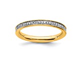 14K Yellow Gold Over Sterling Silver Stackable Expressions and Diamonds Ring 0.195ctw