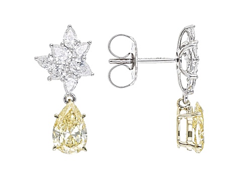 Yellow And White Lab-Grown Diamond 14kt White Gold Dangle Earrings 1.90ctw