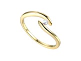 White Genuine Freshwater Pearl, 14K Yellow Gold Plated over Sterling Silver Ocean Wave Stacking Ring