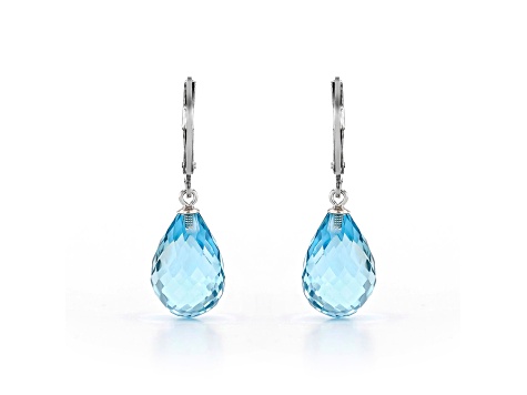 Blue Tear Drop Topaz Sterling Silver Earrings 22ct