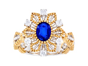 Cobalt Blue Spinel Rhodium & 24K Yellow Gold Over Palladium Sterling Silver Ring 1.05ctw