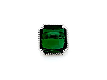 Picture of 49.45 Ctw Green Tourmaline and 1.06 Ctw White Diamond Ring in 14K WG