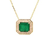 4.70 Ctw Emerald and 0.53 Ctw White Diamond Pendant in 14K YG