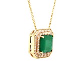 4.70 Ctw Emerald and 0.53 Ctw White Diamond Pendant in 14K YG