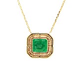 4.70 Ctw Emerald and 0.53 Ctw White Diamond Pendant in 14K YG