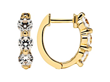 Picture of White Cubic Zirconia 14k Yellow Gold Hoops With Velvet Gift Box 0.50ctw