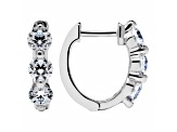 White Cubic Zirconia 14k White Gold Hoops With Velvet Gift Box 0.50ctw