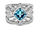 Judith Ripka 1.78ct Swiss Blue Topaz And 0.56ctw Bella Luce Rhodium Over Sterling Ring