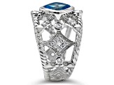 Judith Ripka 1.78ct Swiss Blue Topaz And 0.56ctw Bella Luce Rhodium Over Sterling Ring