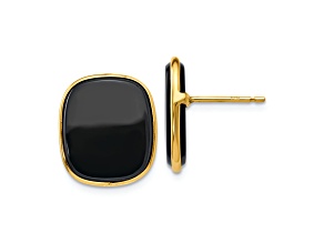 14k Yellow Gold Black Onyx Stud Earrings