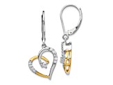 14K Yellow and White Gold Lab Grown Diamond Heart Leverback Earrings