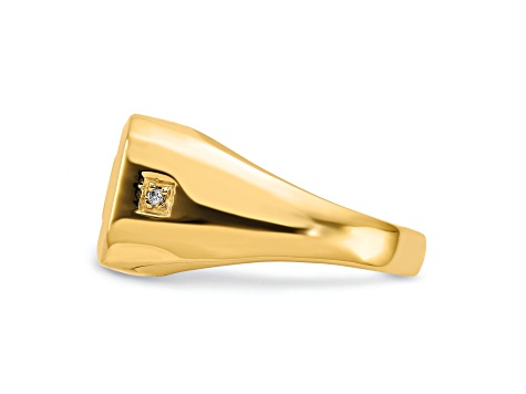 14K Yellow Gold AA Diamond Men's Onyx Dad Ring