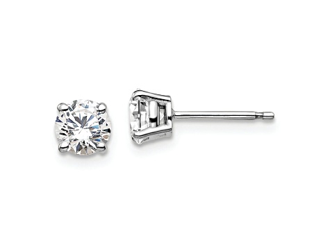 Rhodium Over 14K Gold Certified Lab Grown Diamond 1ct. VS/SI GH+, 4-Prong Earrings