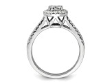 Rhodium Over 14K White Gold Diamond Oval Halo Cluster Engagement Ring 0.73ctw