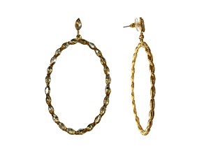 Off Park® Collection, Gold Tone Champagne Crystal Oval Earring.