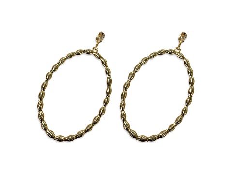 Off Park® Collection, Gold Tone Champagne Crystal Oval Earring.