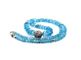 115.00 Ctw Aquamarine and 0.25 Ctw White Diamond Rondelle Necklace in 18K WG