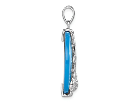 Sterling Silver Blue Agate Turtle and Reef Round Pendant Sterling Silver Blue Agate Turtle and Reef Round Pendant