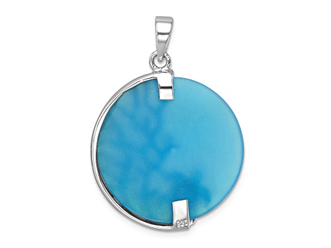 Sterling Silver Blue Agate Turtle and Reef Round Pendant Sterling Silver Blue Agate Turtle and Reef Round Pendant