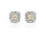 Yellow And White Lab-Grown Diamond 14kt White Gold Double Halo Earrings 1.75ctw