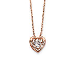 14K Rose Gold Over Sterling Silver Vibrant Cubic Zirconia Heart Necklace