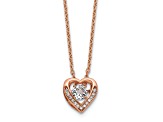 14K Rose Gold Over Sterling Silver Vibrant Cubic Zirconia Heart Necklace