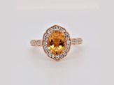 Oval Citrine and Cubic Zirconia 14K Rose Gold Over Sterling Silver Ring