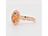 Oval Citrine and Cubic Zirconia 14K Rose Gold Over Sterling Silver Ring