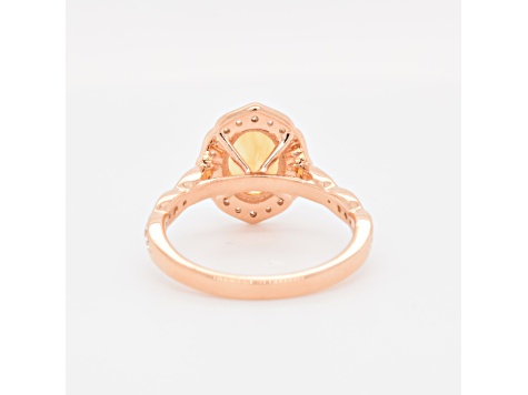 Oval Citrine and Cubic Zirconia 14K Rose Gold Over Sterling Silver Ring