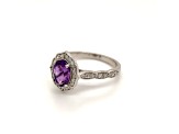 Oval Amethyst and Cubic Zirconia 14K Rose Gold Over Sterling Silver Ring