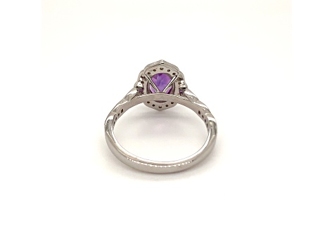Oval Amethyst and Cubic Zirconia 14K Rose Gold Over Sterling Silver Ring