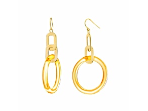 14K Yellow Gold Over Sterling Silver Lucite Dangle Link Earrings in Honey