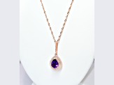 Pear Amethyst and Cubic Zirconia 18K Rose Gold Over Sterling Silver Pendant with chain, 2.42ctw