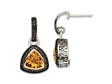 Sterling Silver with 14K Accent Antiqued Citrine Dangle Earrings