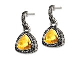 Sterling Silver with 14K Accent Antiqued Citrine Dangle Earrings